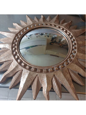 Retro Mid Century Modern Golden Gilt Sunburst Mirror